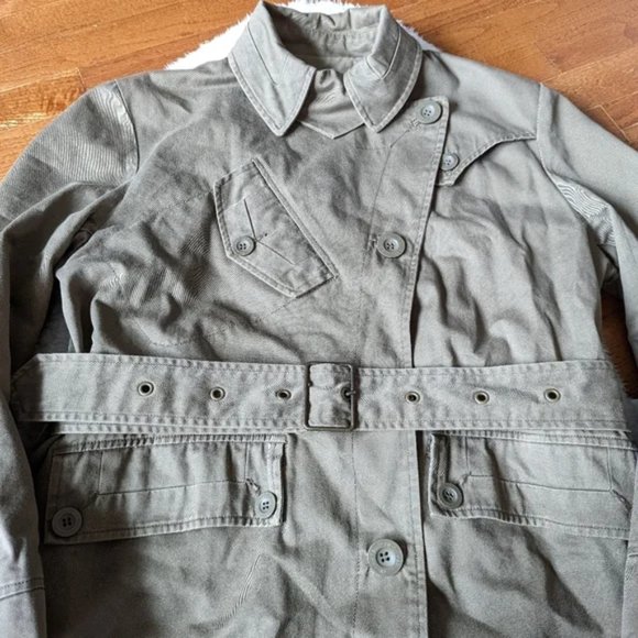 SEE BY CHLOE Military Cargo Safari Belted Trench Jacket - Green - Size 4 Small - Picture 3 of 12
